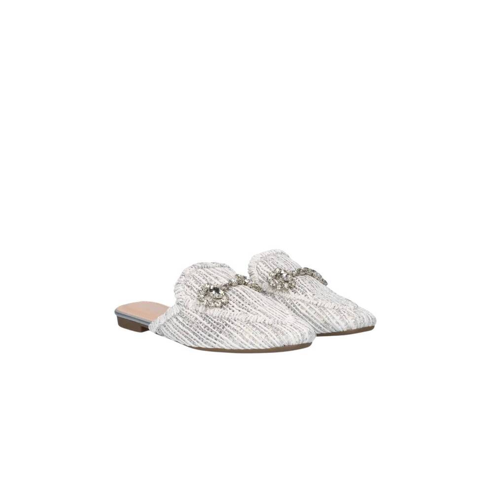 NEW EXE women's yt-4 raffia flat slide in silver